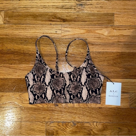 ALC x Bandier Scoop Neck Python Snakeskin Sports Bra XS NWT - Picture 7 of 7
